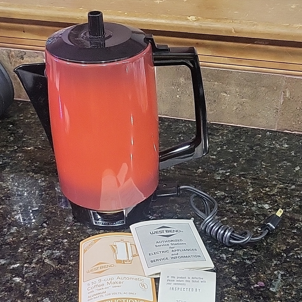 NWT Vintage Red West Bend 9 cup Percolator, No. 9467 WORKS